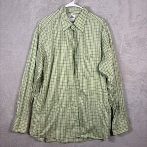 Lacoste‎ Button Down Shirt 100% Cotton Mens Size 45 XXL Tartan Plaid Green Blue